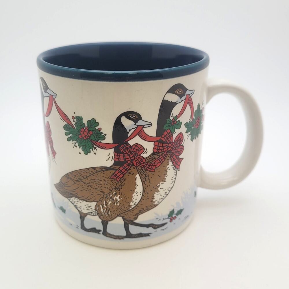 Vintage Marvelous Mugs Christmas Goose Coffee Mug Holiday Bird Korea Box 1987